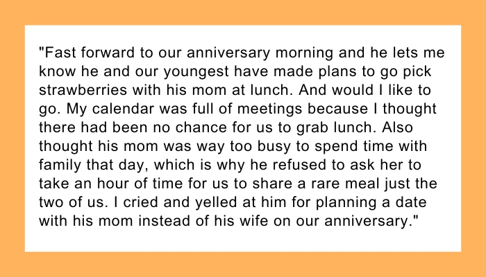 AIO Husband made plans with MIL on our anniversary after saying she was too busy to babysit that day for a meal