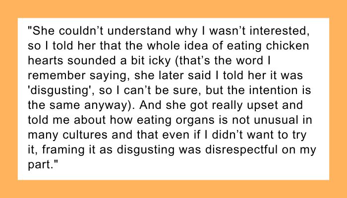 AITA for expressing my disgust at a dish from my girlfriend's culture?