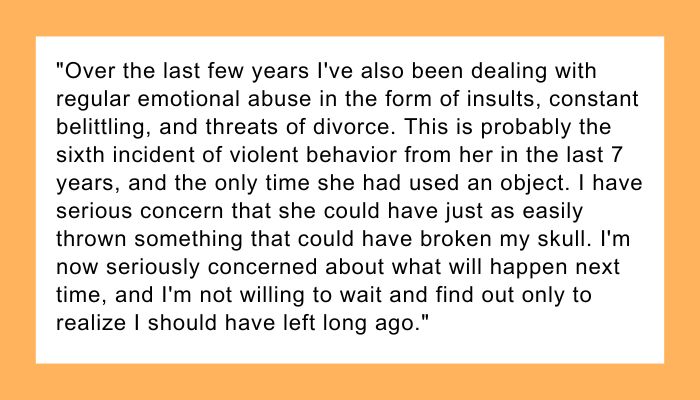 AITAH for telling my wife I want a divorce after she gave me a concussion?