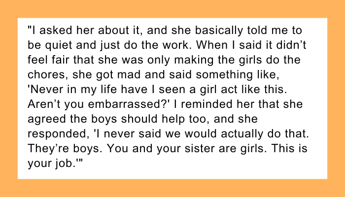 AITA for refusing to do house chores after my mom said only girls should do them?