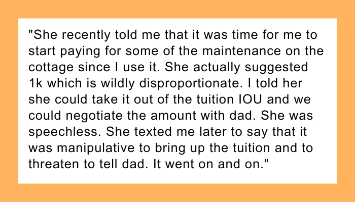 AITA - told mom she can bill me using the tuition money she stole from me